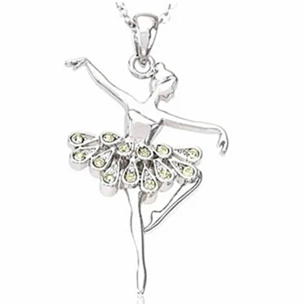 💗 Silver Ballerina Crystal Necklace 18”-20” adjustable NEW - Picture 3 of 4